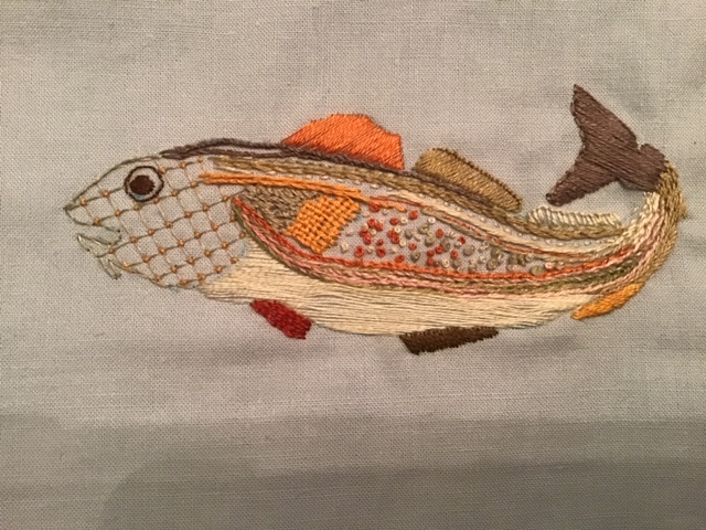 Codfish in Crewel embroidery