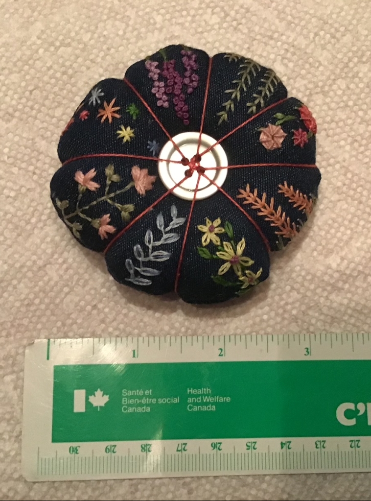 Embroidery pincushion and ruler
